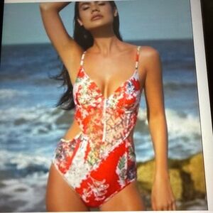 Rachel Rachel Roy Fleur De Jardin Underwire Mesh Monokini one Piece